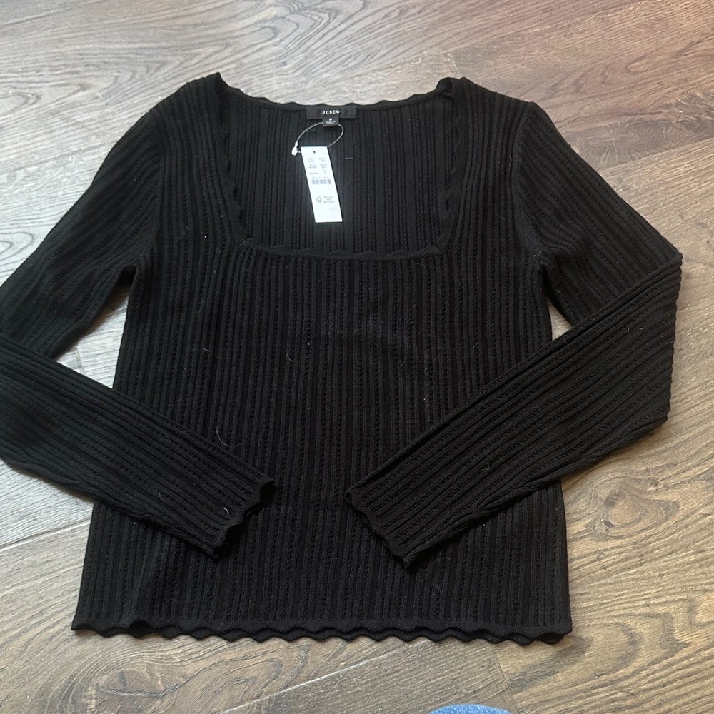 J. Crew Black Ribbed Knit Top